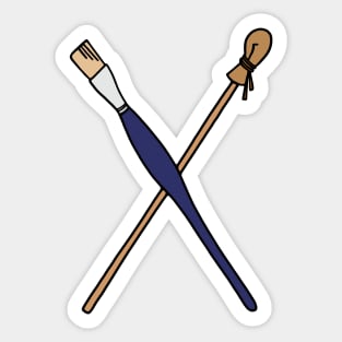 Paintbrush and Mahl Stick Sticker